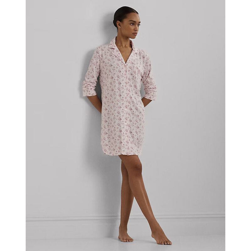 Lauren Ralph Lauren Classic Knit L/S Notch Collar Sleepshirt image number 3
